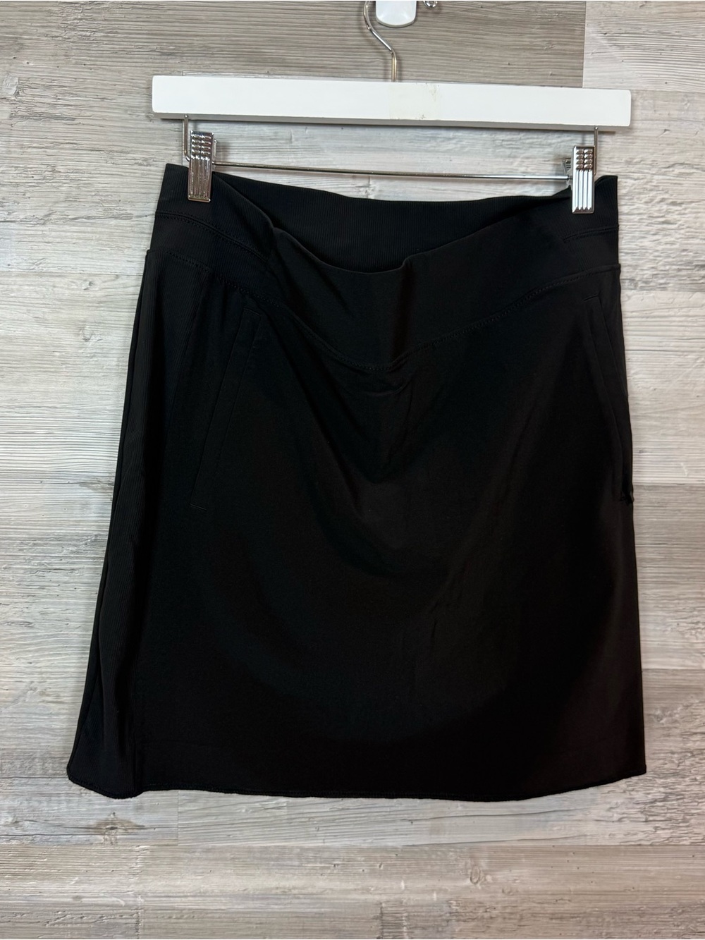 Athleta Tee Time Skort 10 Black Golf Tennis Skirt Ribbed Waist Packable Pockets - Picture 6 of 6